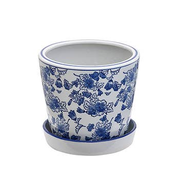 Napco - Blue and White Floral Planters, 2 Assorted  Item # 12609