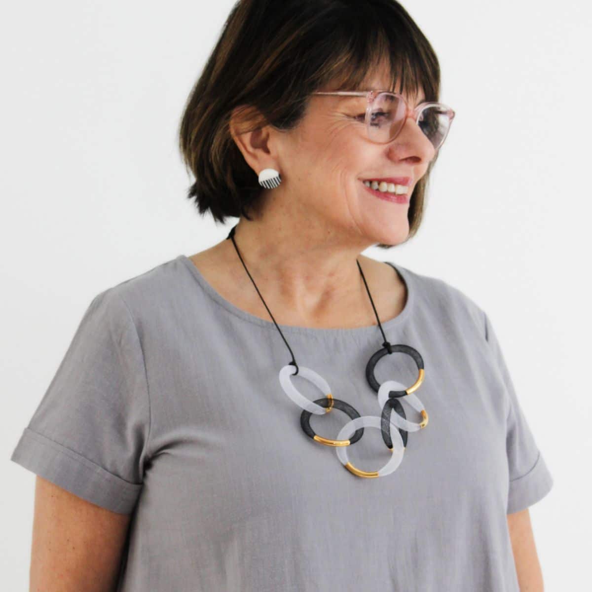 Sylca Designs - Gold Accented Mesh Statement Necklace