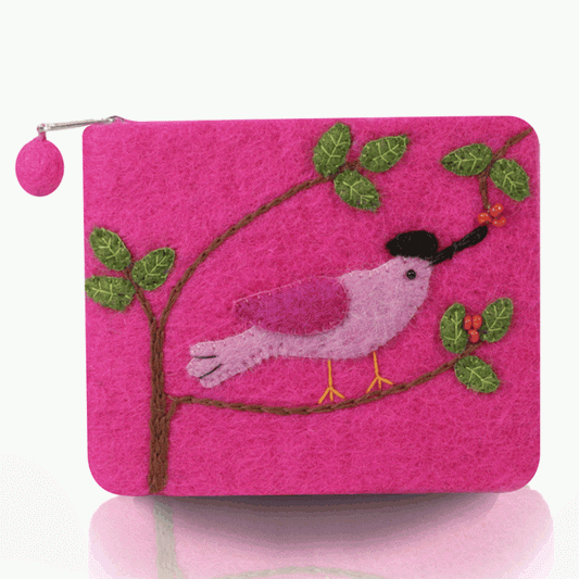 BNB Crafts Inc. - Bird on the Branch Theme Coin Purse: Hot Pink