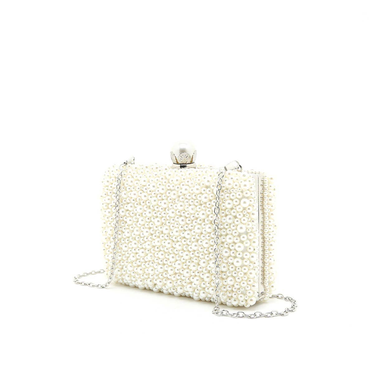 PEACH ACCESSORIES - 8177 Ivory pearl box design clutch bag