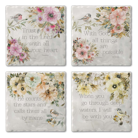 CounterArt/Highland Home/Thirstystone - Sunny Scriptures Assorted Image Tumbled Tile Coaster 4 Pack
