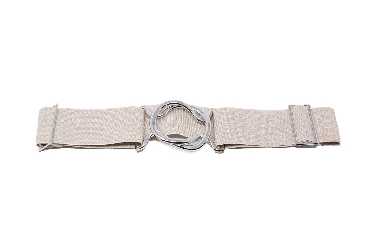 German Fuentes Handbags - CINT-34 CIRCLE BUCKLE ONE STRETCH BELT: NAVY / SILVER