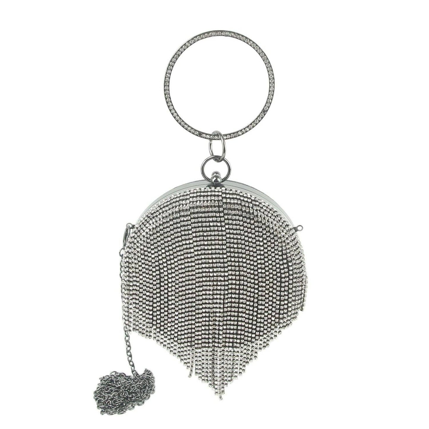Handbag Express - Rhinestone Fringe Wristlet Evening Bag: LQ302-BK