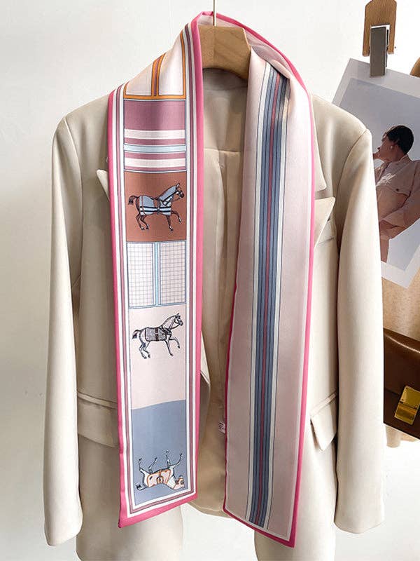 UZ Wholesale Store - Animal Printed Striped Scarf: BLUE / One_size