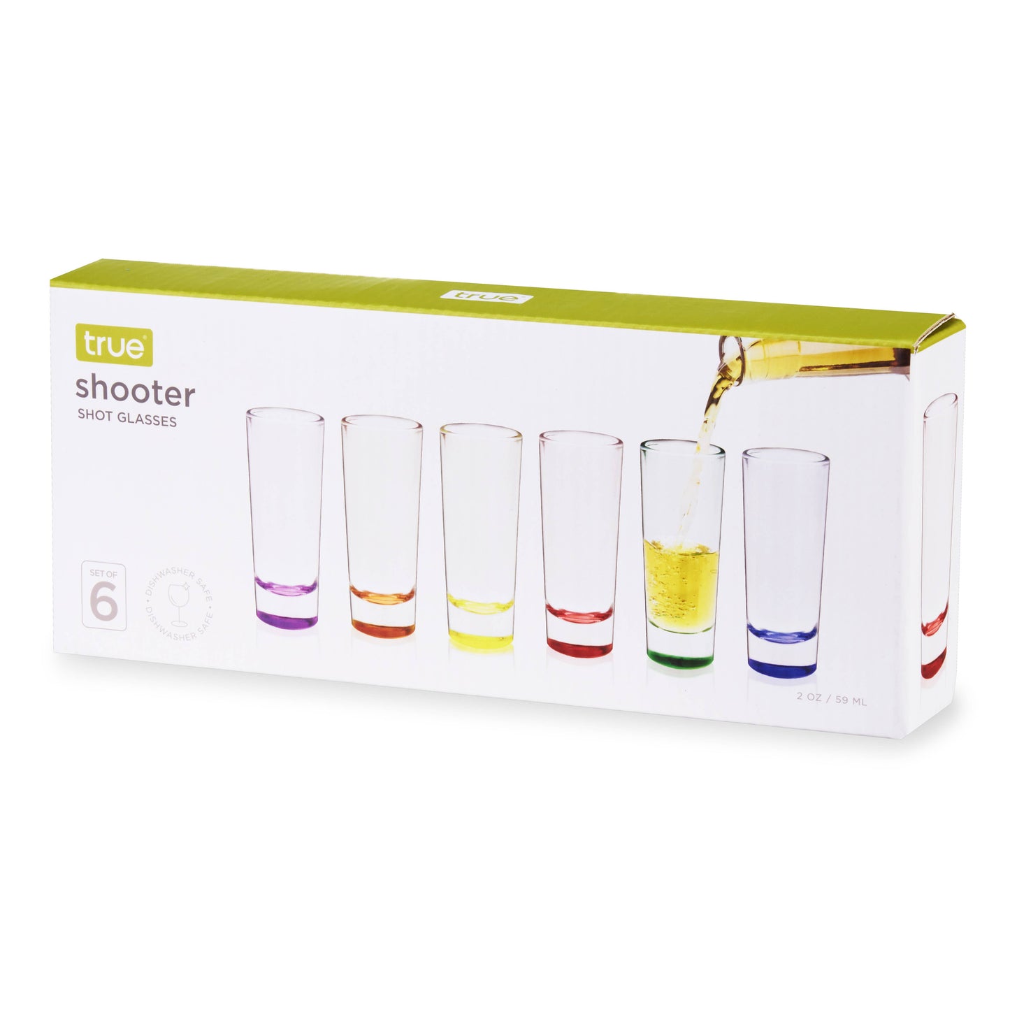TRUE - Shooter Multi-Colored Glass Shot Glasses - 2 oz - Set of 6