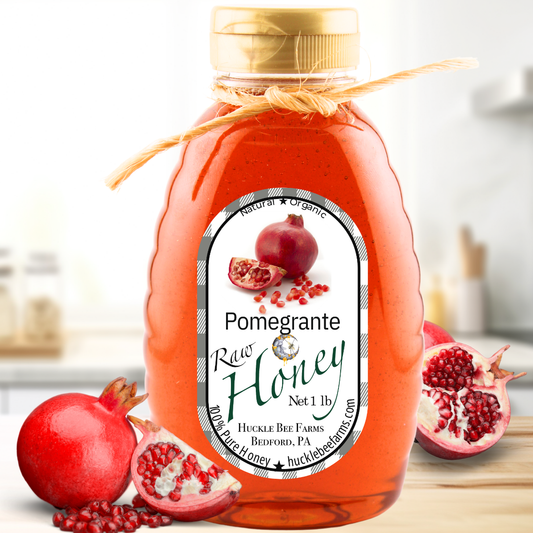 Huckle Bee Farms LLC - Pomegranate Infused Honey: 1 lb Bottle