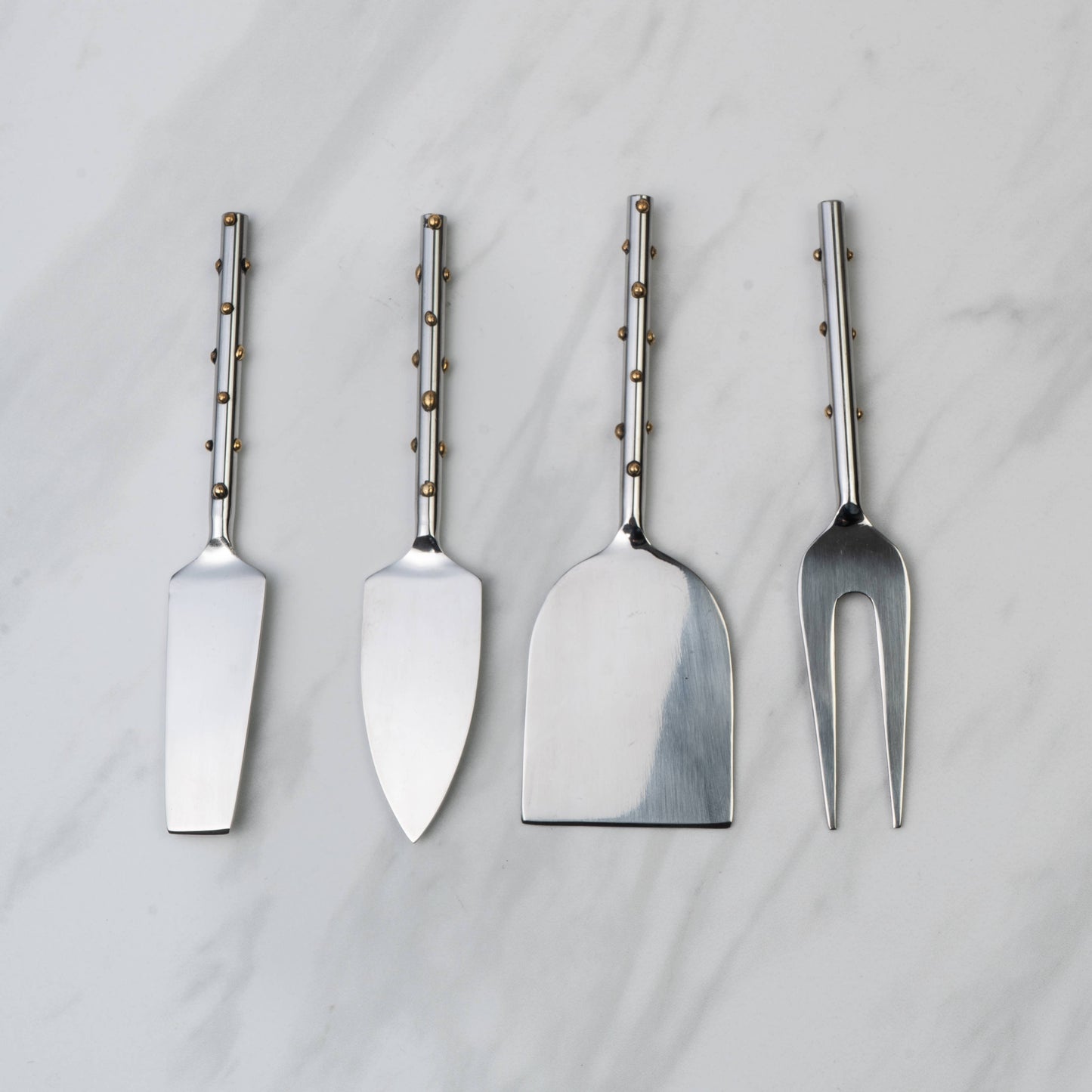 India Handicrafts Inc - Gold Dots Cheese Set-Piece