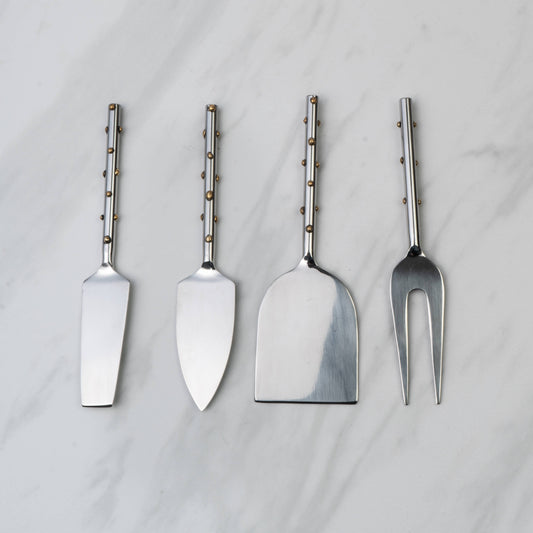 India Handicrafts Inc - Gold Dots Cheese Set-Piece