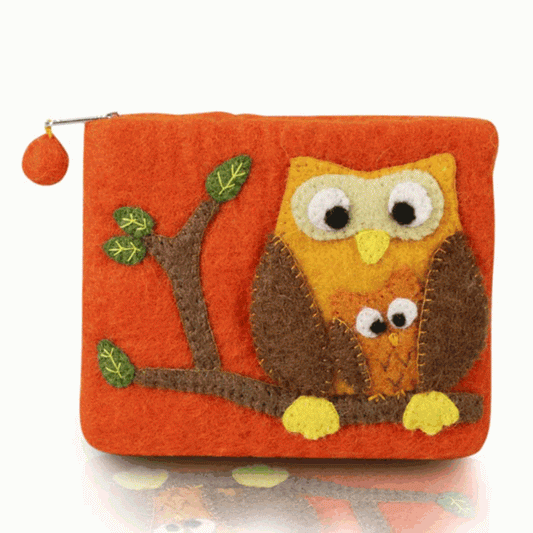 BNB Crafts Inc. - Owl on the Tree Theme Coin Purses: Orange