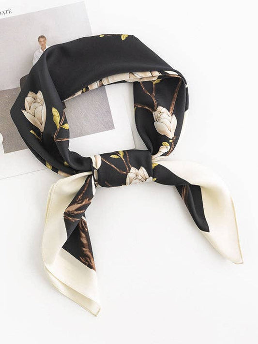 UZ Wholesale Store - Flower Print Scarf: BLACK / One_size