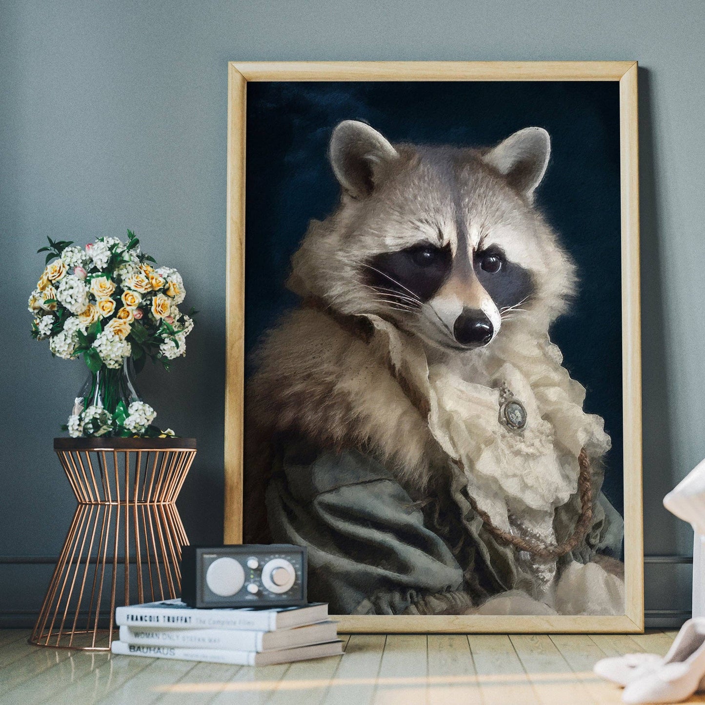 Ink & Drop - Raccoon Animal Portrait Print: 11 ¾ x 15 ¾ in | 30x40 cm / Matte