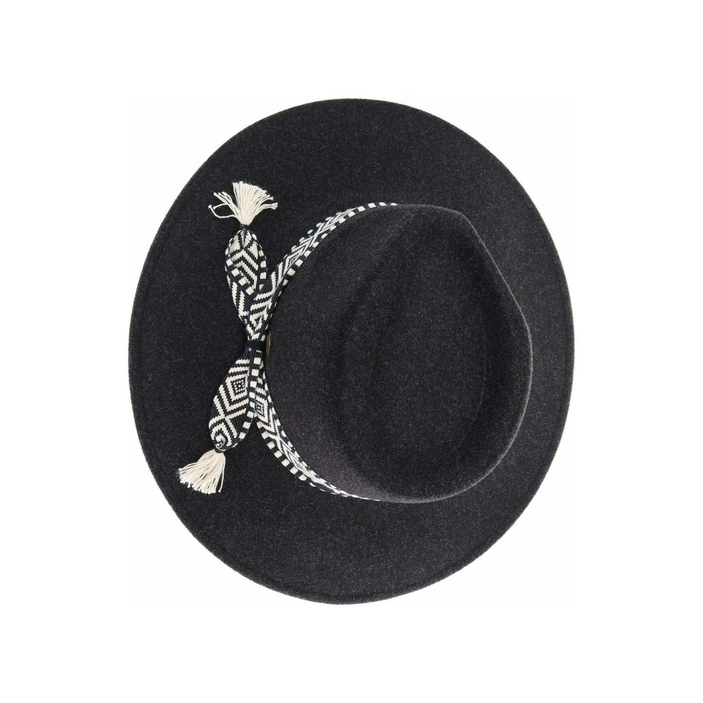 MiMi Wholesale - WF3 Lauren Felt Panama Brim Hat With Aztec Trim Band: Heather Dove