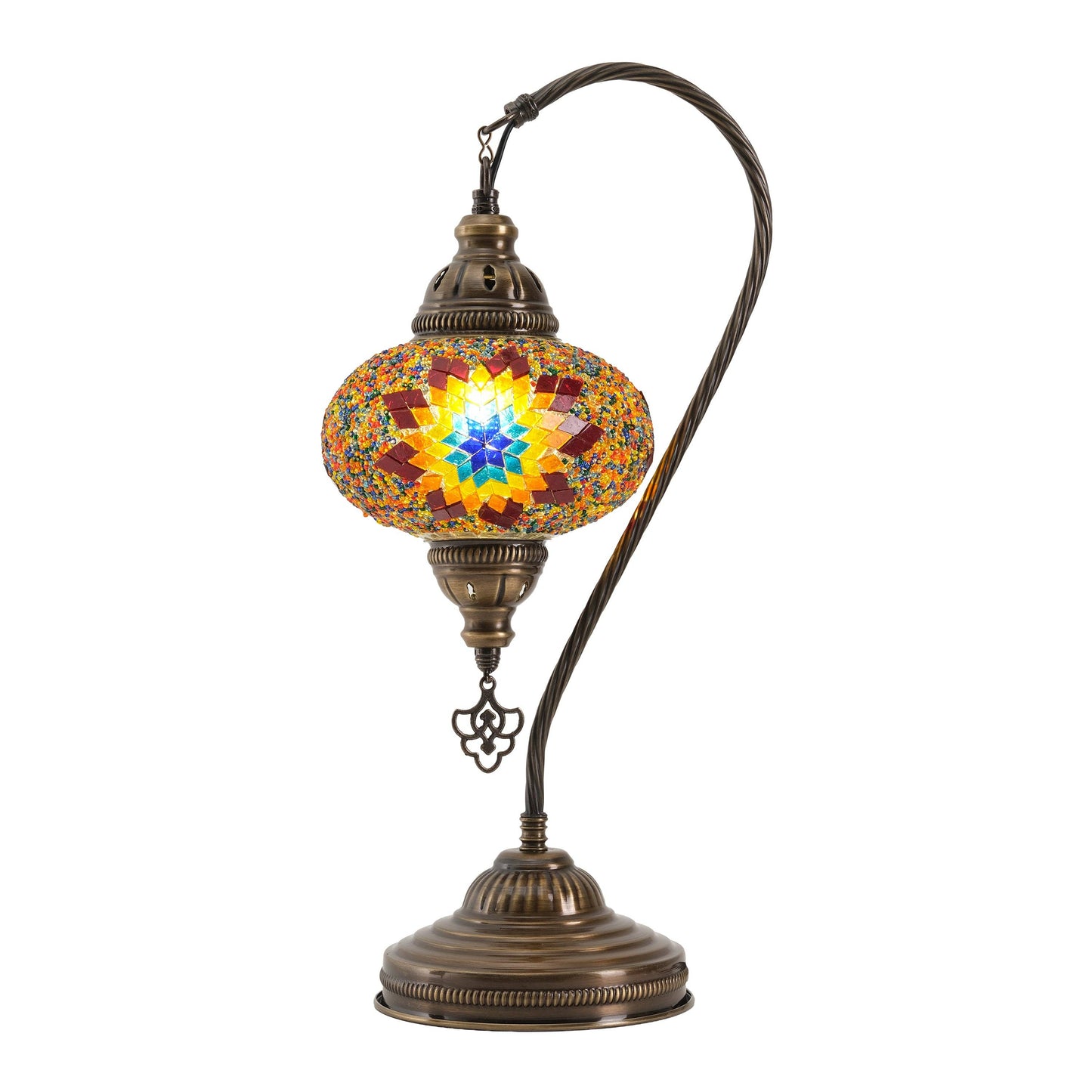 Mozaist LLC - Mozaist Handmade Turkish Mosaic Swan Table Lamp Fire Design