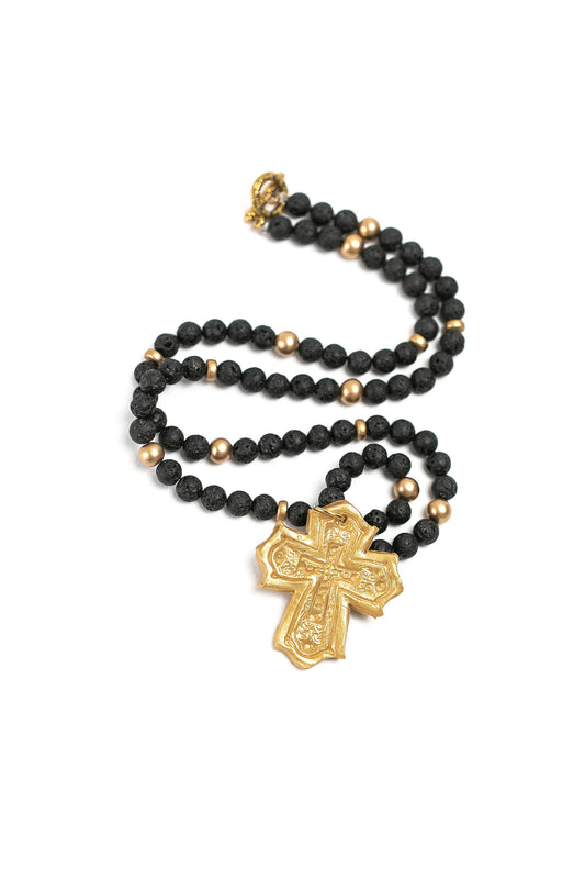 Hidden Truth Jewelry - Black Lava with Leah Cross Necklace