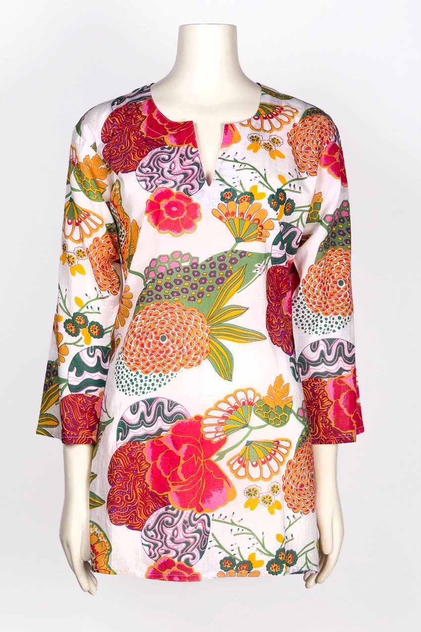 Dolma - Garden Tunic: X-Large / White-Multi