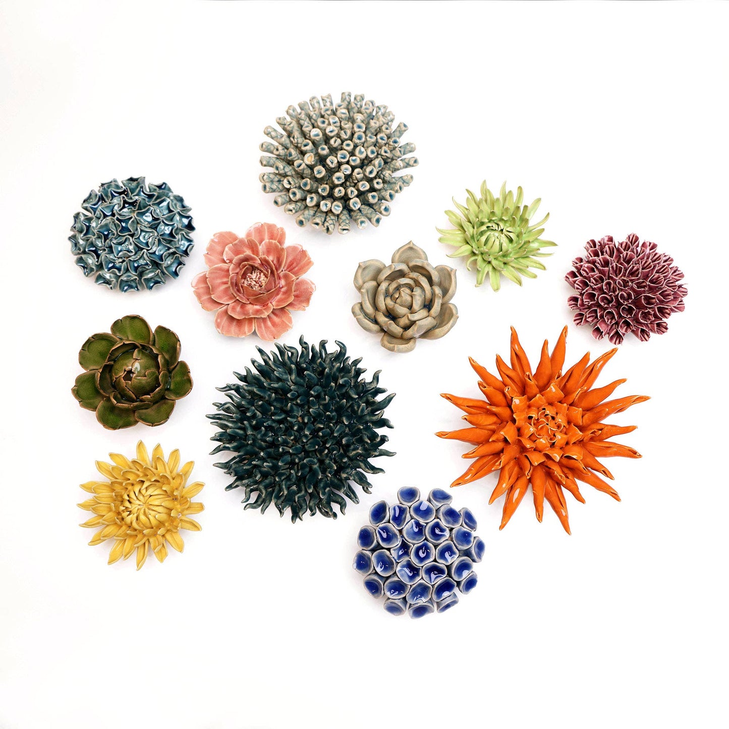 Chive - Ceramic Flower & Faux Succulent Collection 12: Large Flower Orange