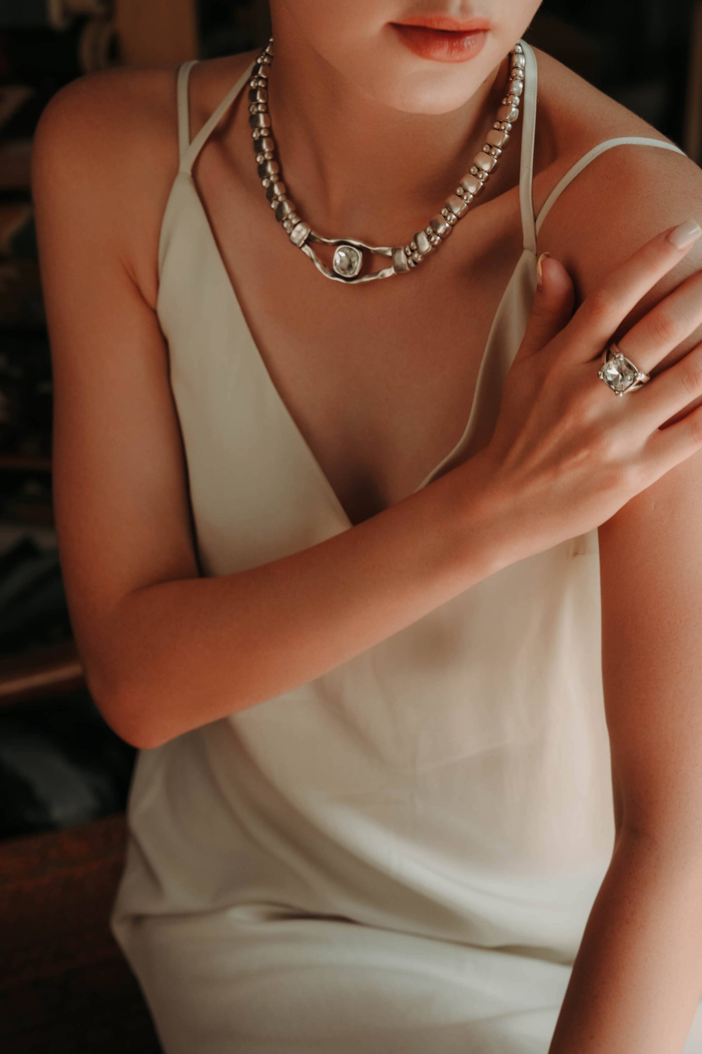 Chanour - Handmade Crystal Brass Ring - 6830