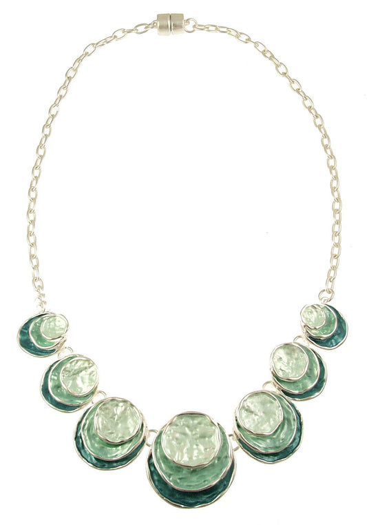 Origin Jewelry - Triple Circle Necklace | Layered Circles - Multi-strand: Aqua