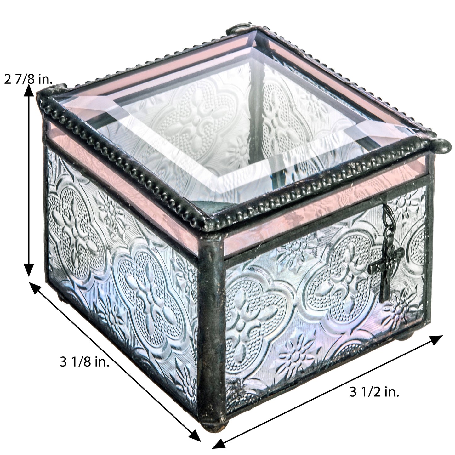 J Devlin Glass Art & Bert Anderson Collection - Christian Gift Keepsake Jewelry Glass Box 631