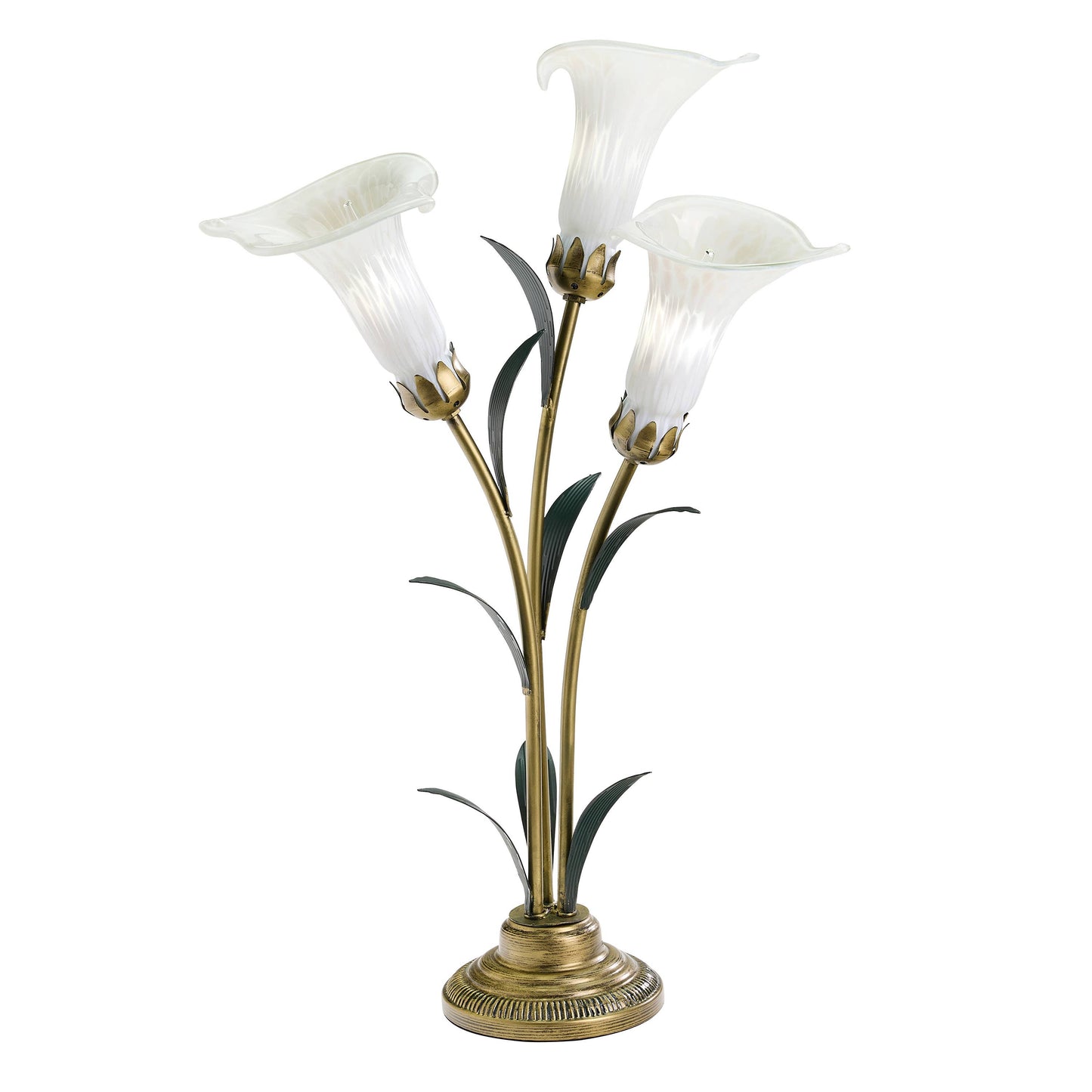 River of Goods - 23.5"H White 3 Shade Handblown Glass Calla Lily Table Lamp