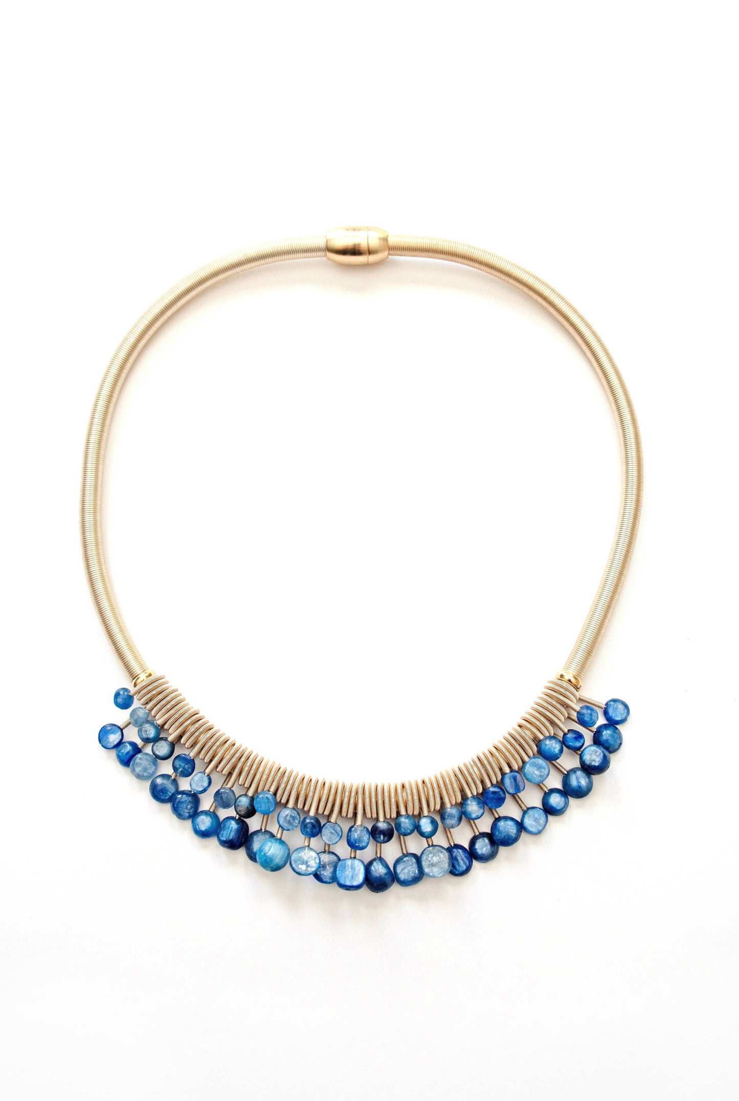 Sea Lily - SH29BLU - Gold Industrial Wire With Gold Rings And Kyanite S