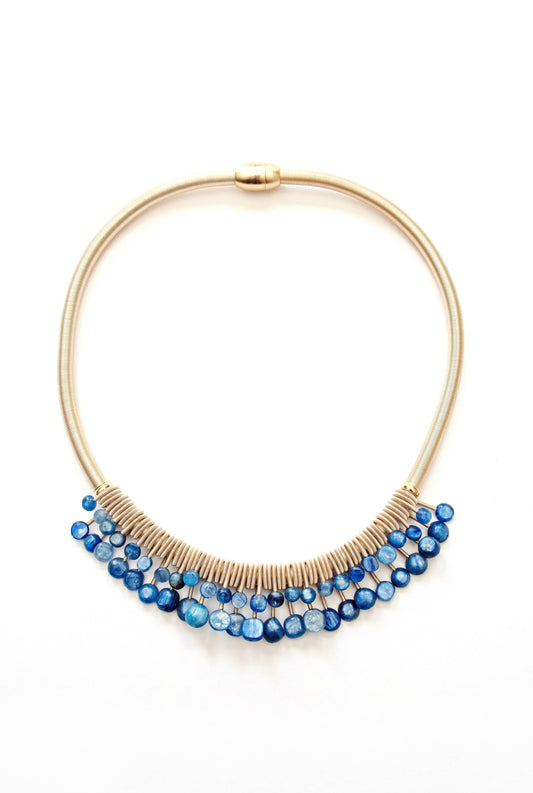 Sea Lily - SH29BLU - Gold Industrial Wire With Gold Rings And Kyanite S