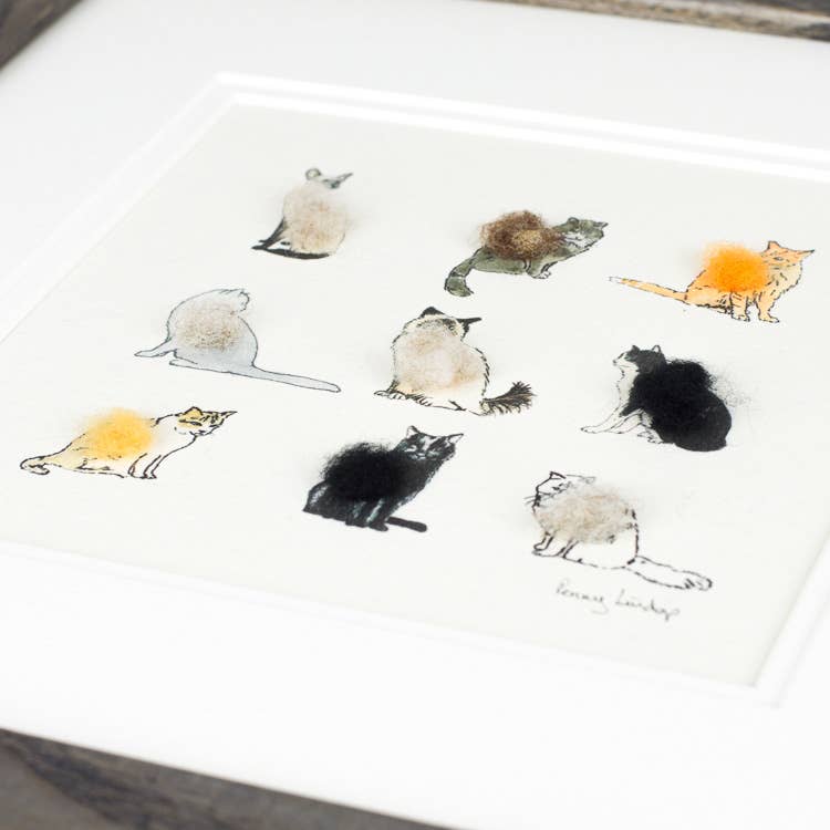 Papersheep UK - Assorted Cats Art Print with Wool Finish | Square Art Print