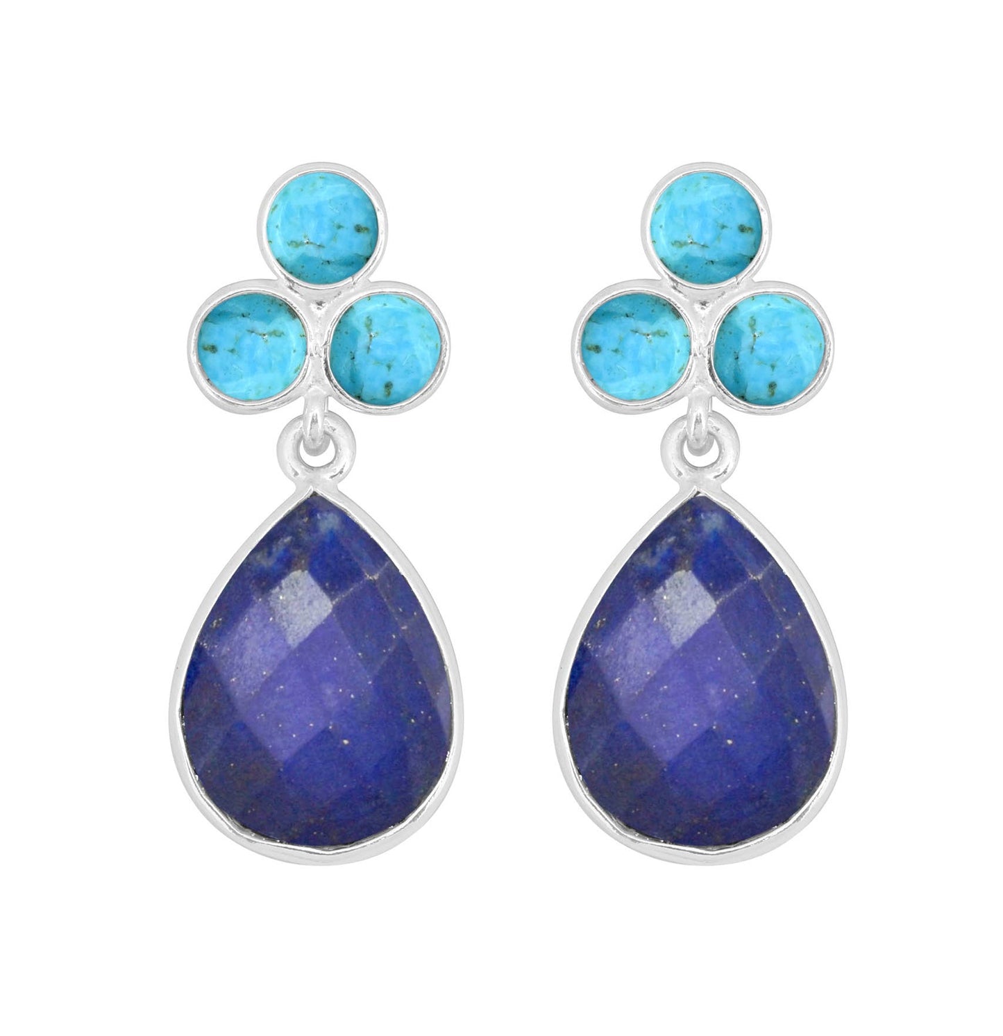 Tiramisu - Turquoise Lapis 925 Sterling Silver Drop Earrings