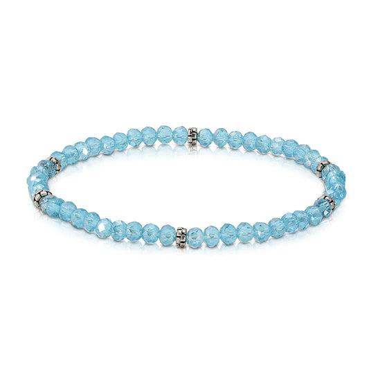 My Fun Colors - Mini Crystal Beaded Stretch Bracelet | So Many Great Colors!: Aqua ab+Silver Accent (MC703S)