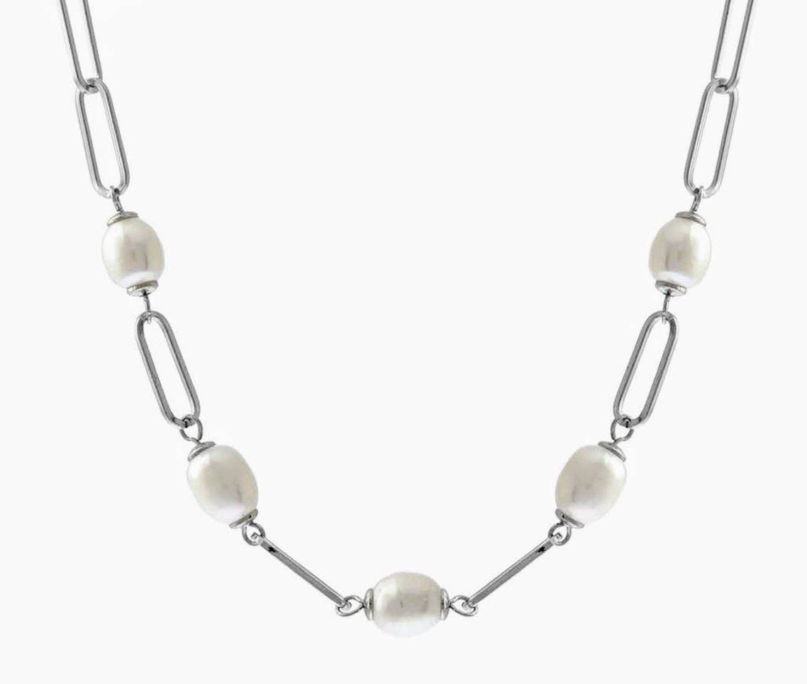 Crossroads Accessories Inc - LINK CHAIN FRESHWATER PEARL NECKLACE: GOLD