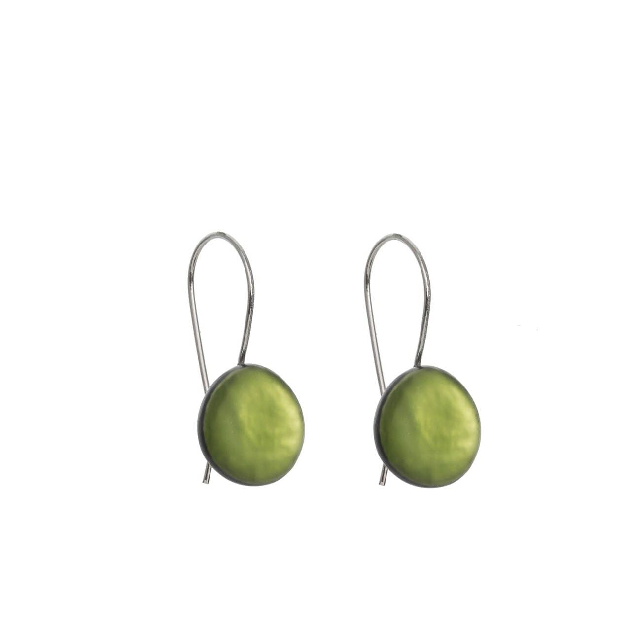 Origin Jewelry - Resin & Shell Drop Earrings - SMALL, Rounded Edge, 0.5": Red