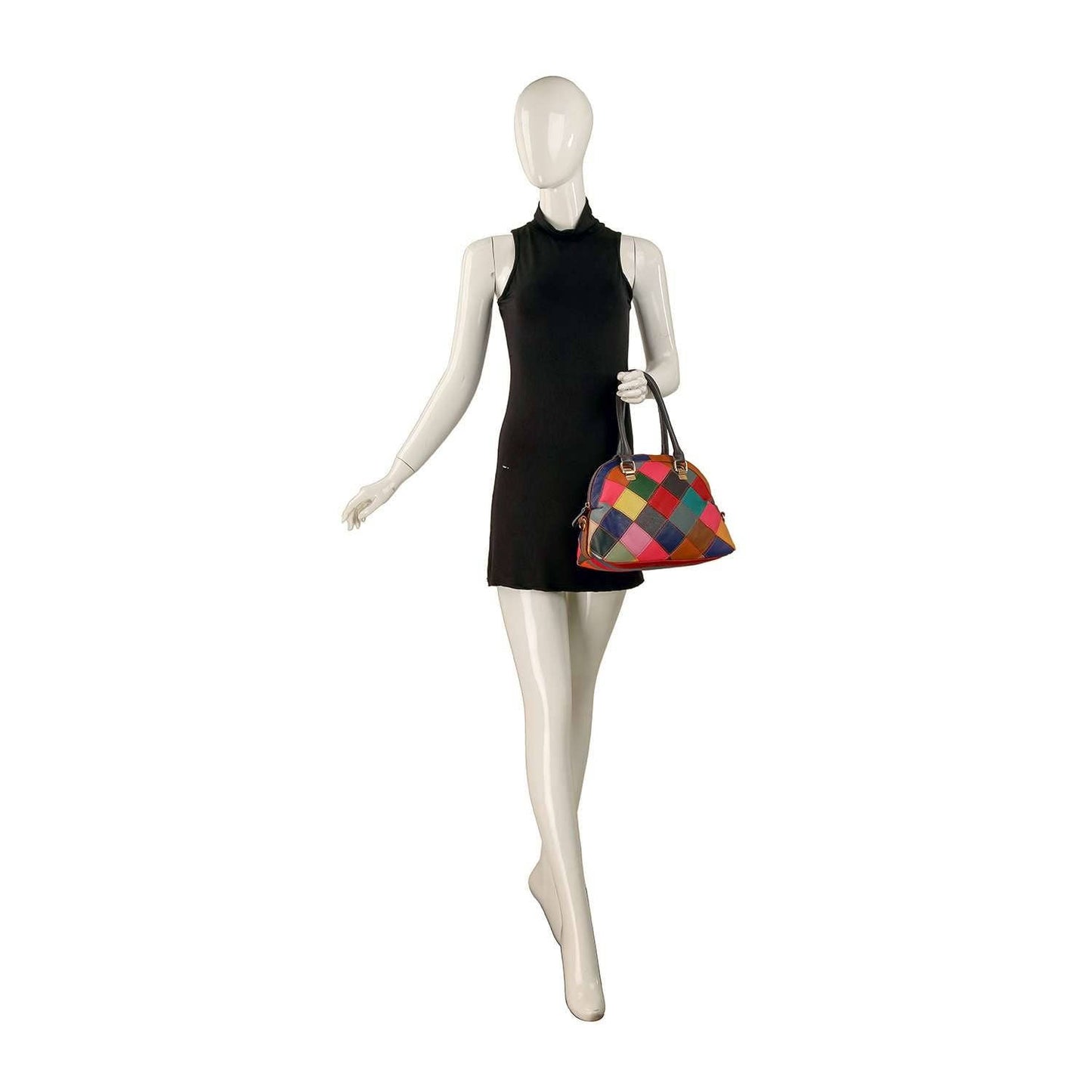 Handbag Express - Genuine Leather Colorful Satchel Handbag: Multi