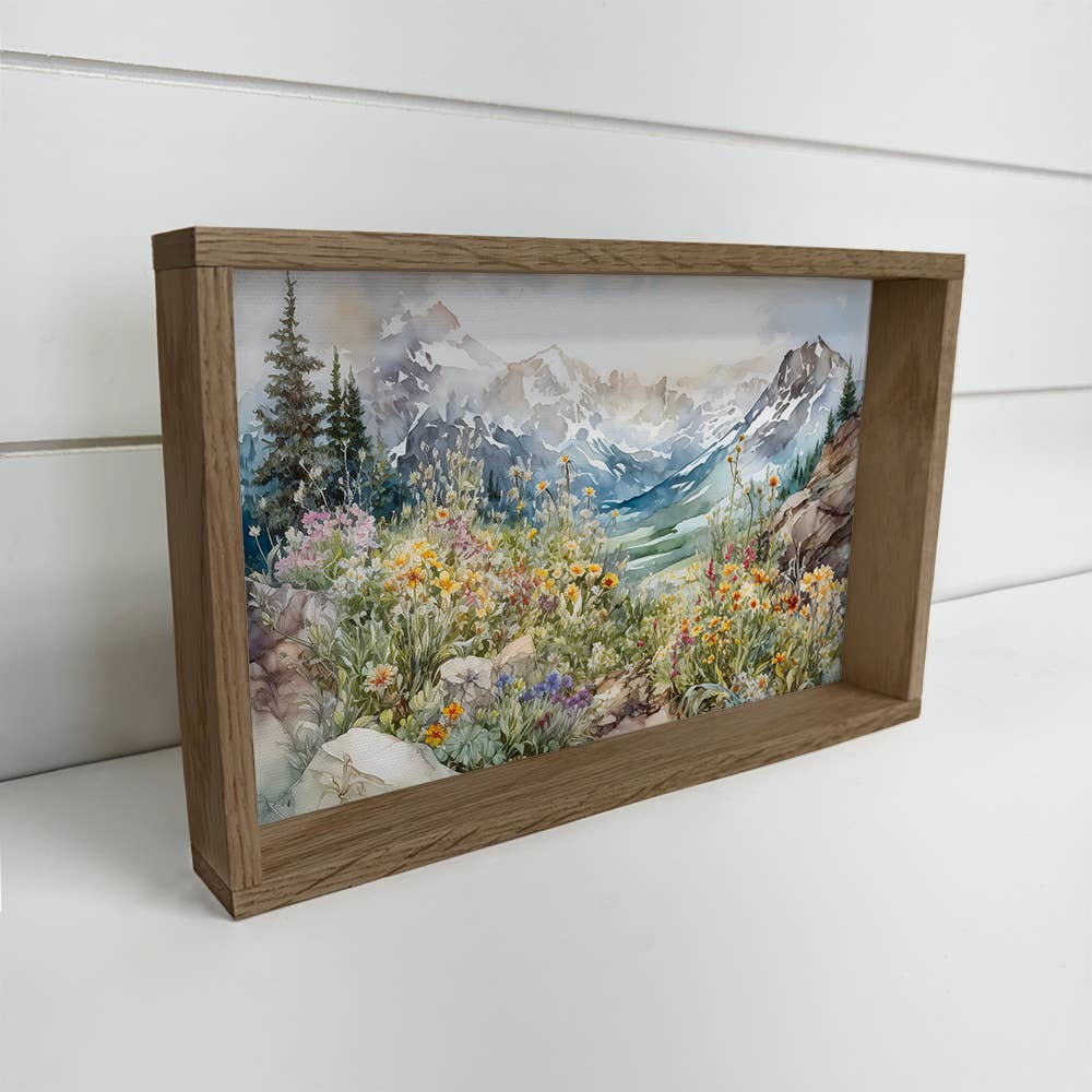 Hangout Home - Mountain Wildflowers - Mountain Landscape Canvas Art: 24x36" Extra Large Canvas Art with Thick Wood Frame