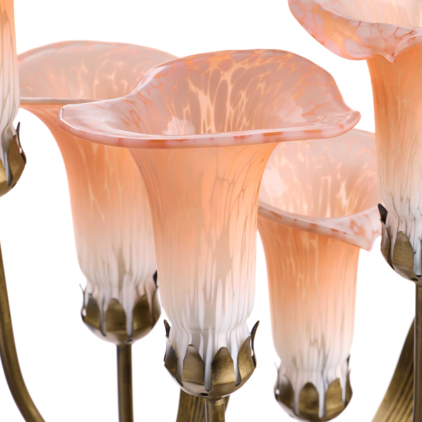 River of Goods - 20"H Peach Hand Blown Glass 5 Calla Lily Uplight Accent Lamp