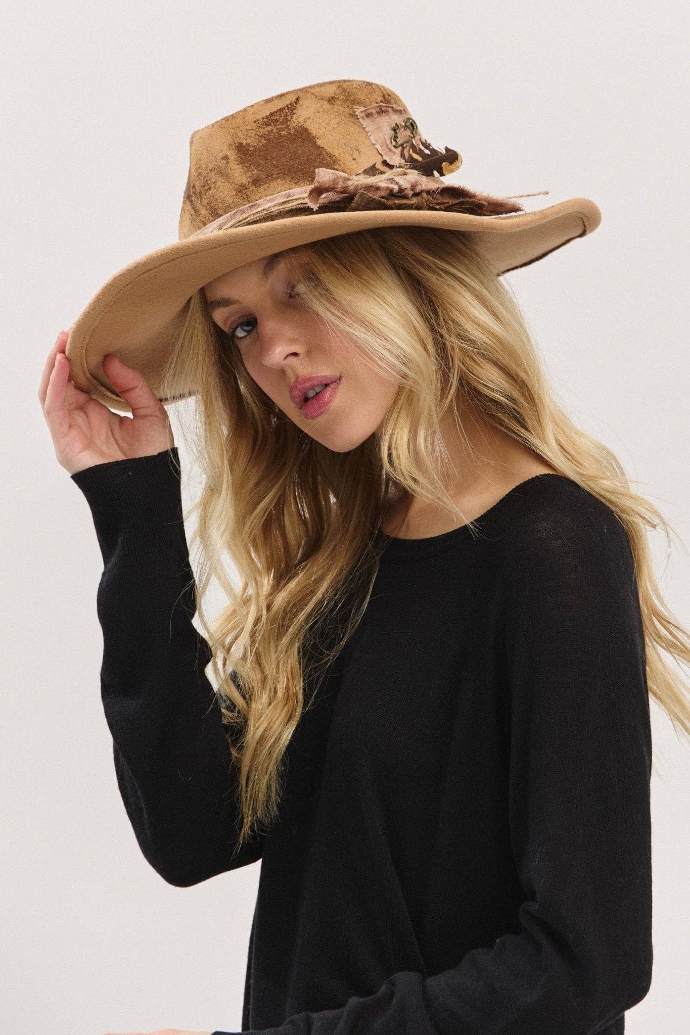 MiMi Wholesale - MH0235 Caroline Heritage Worn Shapable Cowboy/Fedora Hat