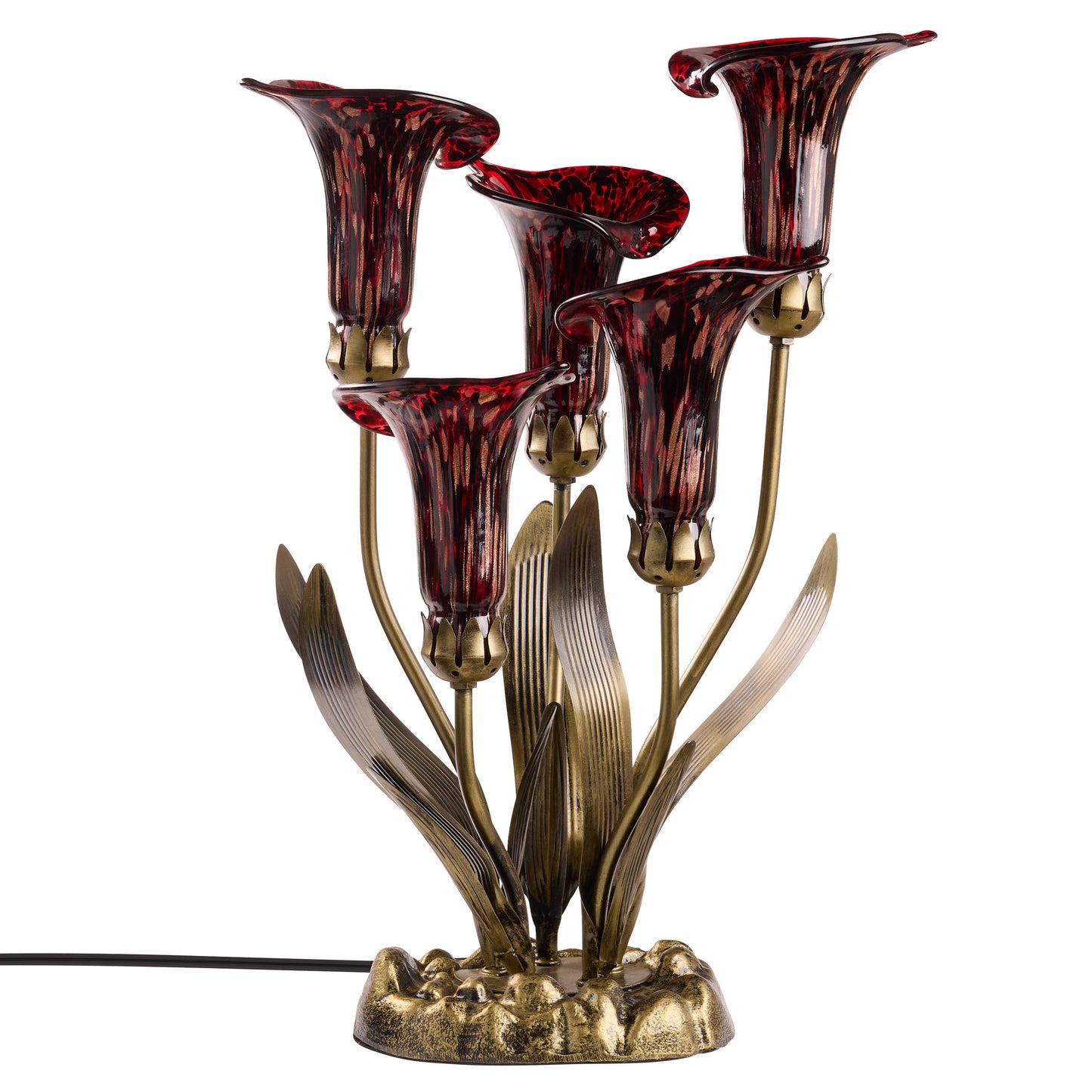 River of Goods - 20"H Red Hand Blown Glass 5 Calla Lily Uplight Accent Lamp