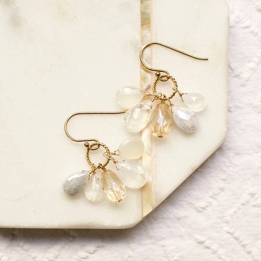 a.v. max - Semi Precious Cluster Earrings: Fog