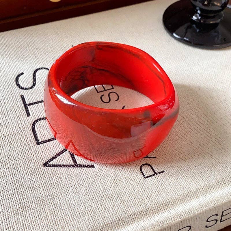 Dipped Shop - Multi-color Wide Irregular Simple Acrylic Bracelets DP25D620: Dark Blue