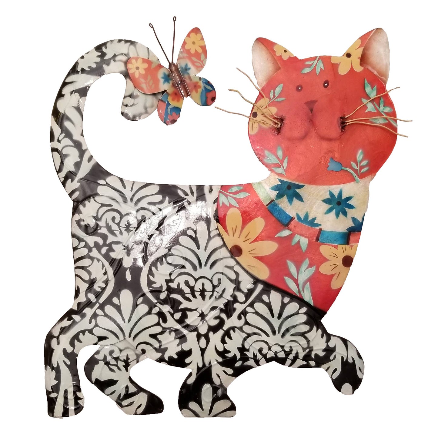 Eangee Home Design - Cat Wall Decor Black And Red, Capiz & Metal, Outdoor Safe
