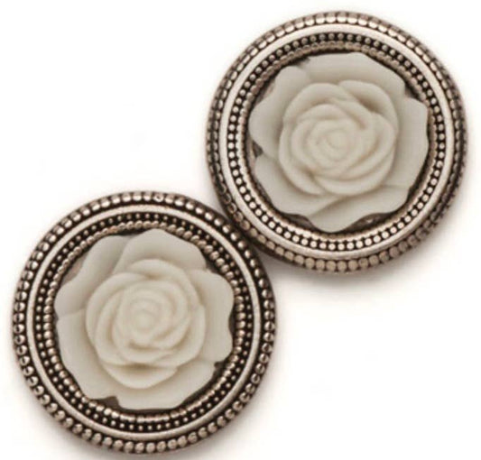 MagneButton - Low Dome Cream Rose Magnet Button Pin Set