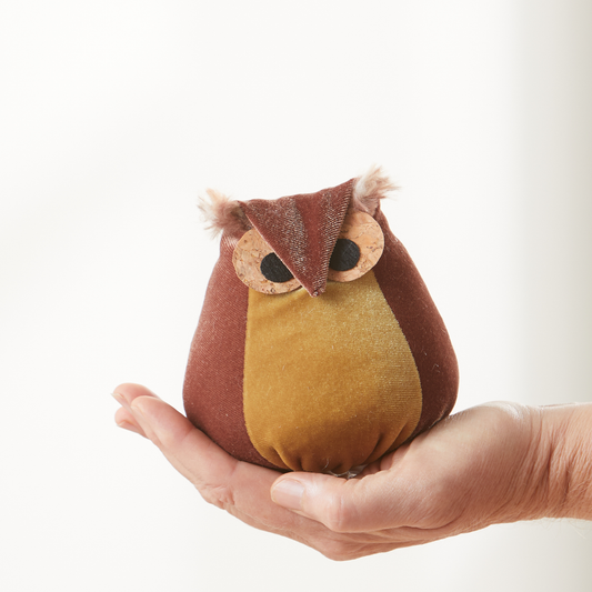 Your Heart's Content - Whimsical velvet owls,  charming owl enthusiastic, unique: Bronze Owl
