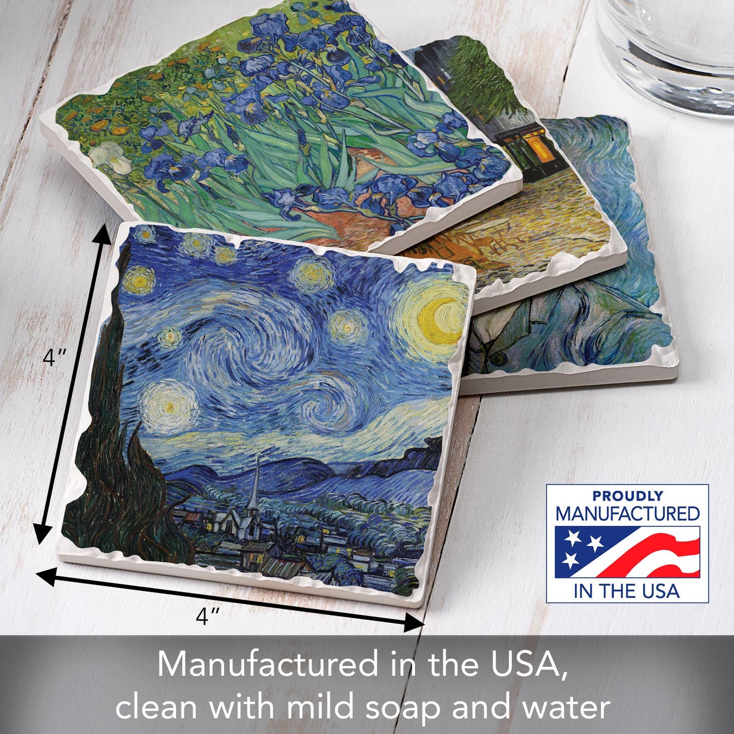 CounterArt/Highland Home/Thirstystone - Fine Art "Van Gogh Classics" 4pk Asst. Stone Coasters