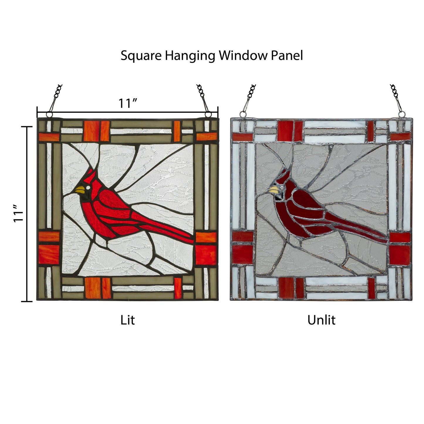River of Goods - 11"H Clara the Cardinal Red Stained Glass Window Panel