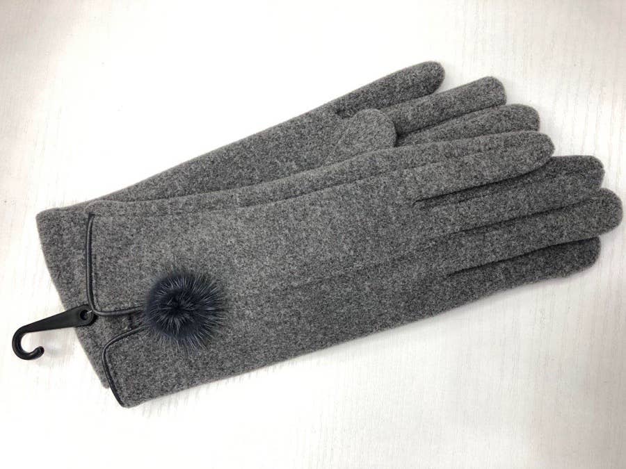 Pretty Persuasions - A20028 Gloves with Mini Pom Pom: 03 Brown