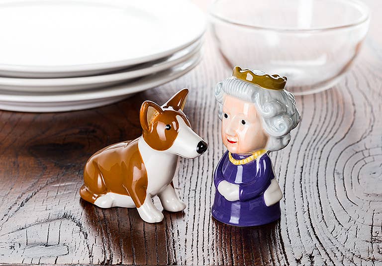 Abbott - Queen and Corgi Salt & Pepper-3.5"H
