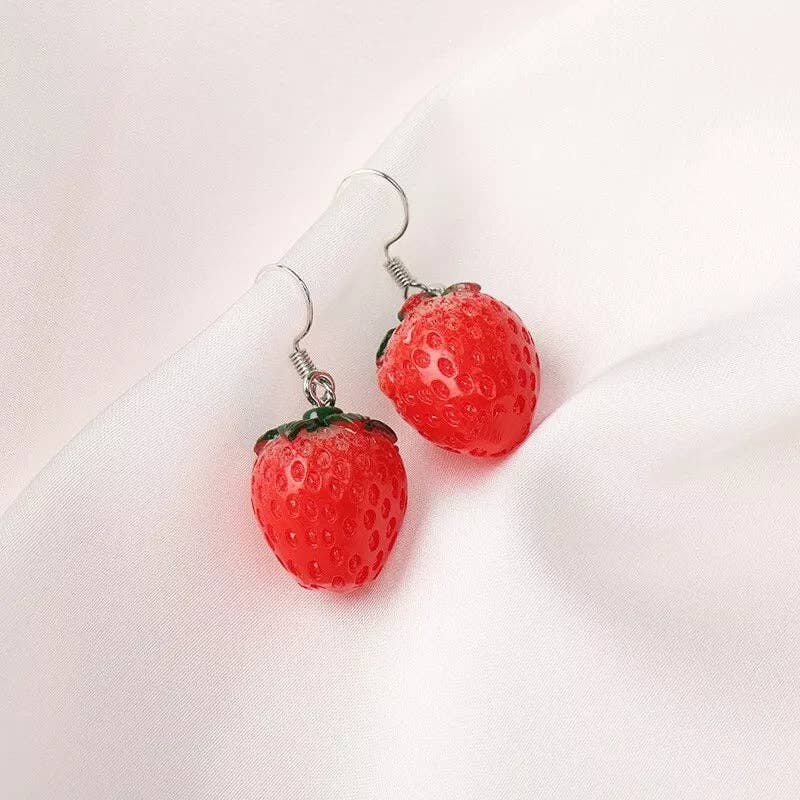Haengseongworkshop - Surgical Steel Strawberry Earrings Charm