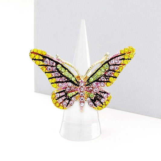 Sensibling Corp. - Crystal Pave Butterfly Stretch Ring: PPL