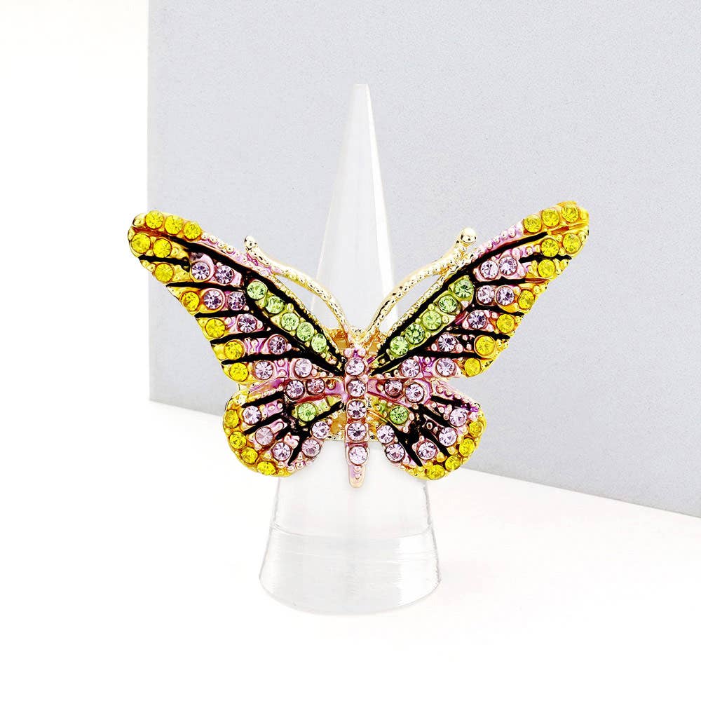 Sensibling Corp. - Crystal Pave Butterfly Stretch Ring: PK
