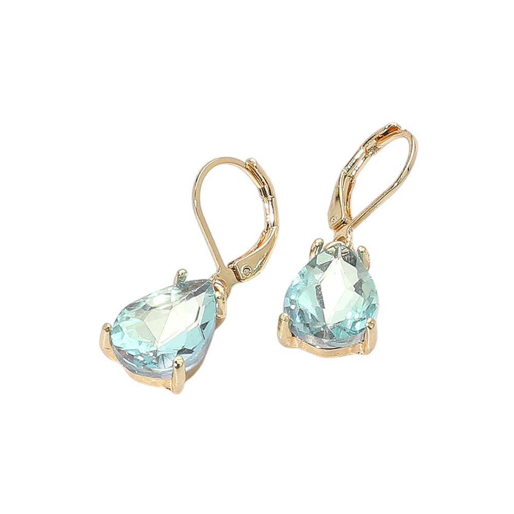 Sensibling Corp. - Teardrop Glass Stone Drop Dangle Earrings: AB,Aqua