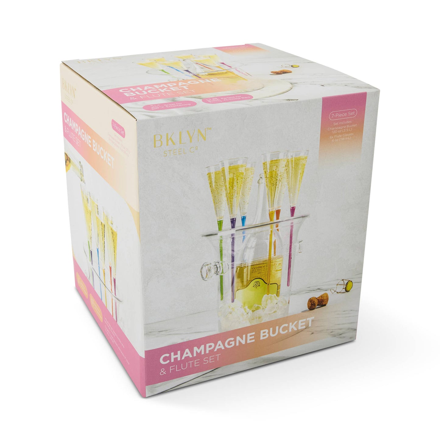 Core Home - 120oz Acrylic Champagne Bucket with 6x 4oz Flutes